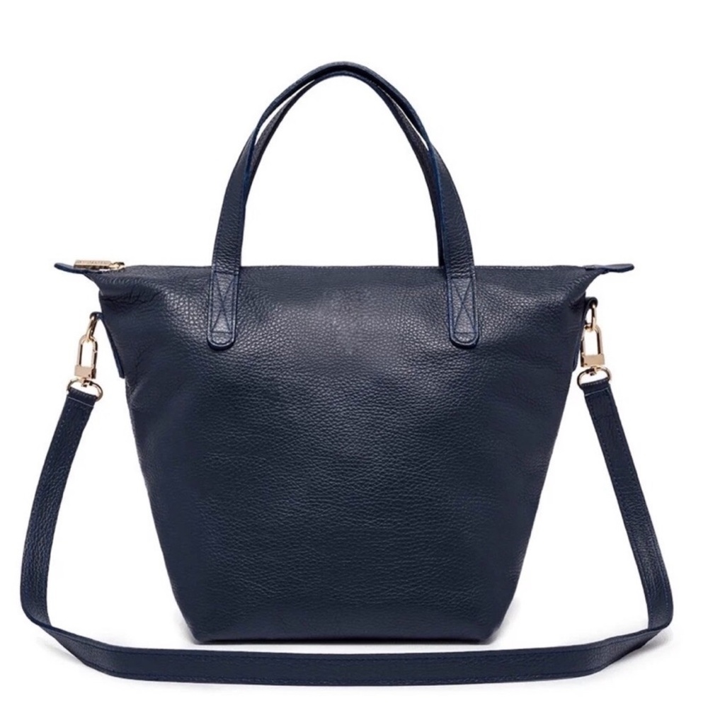 Cuyana Dark Blue Leather Tote